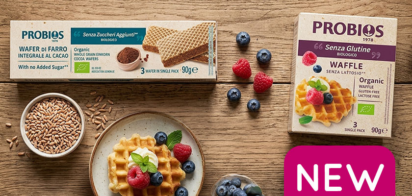 Nuove proposte Probios per ogni momento della giornata arrivano i Waffle ed i Wafer al Cacao 